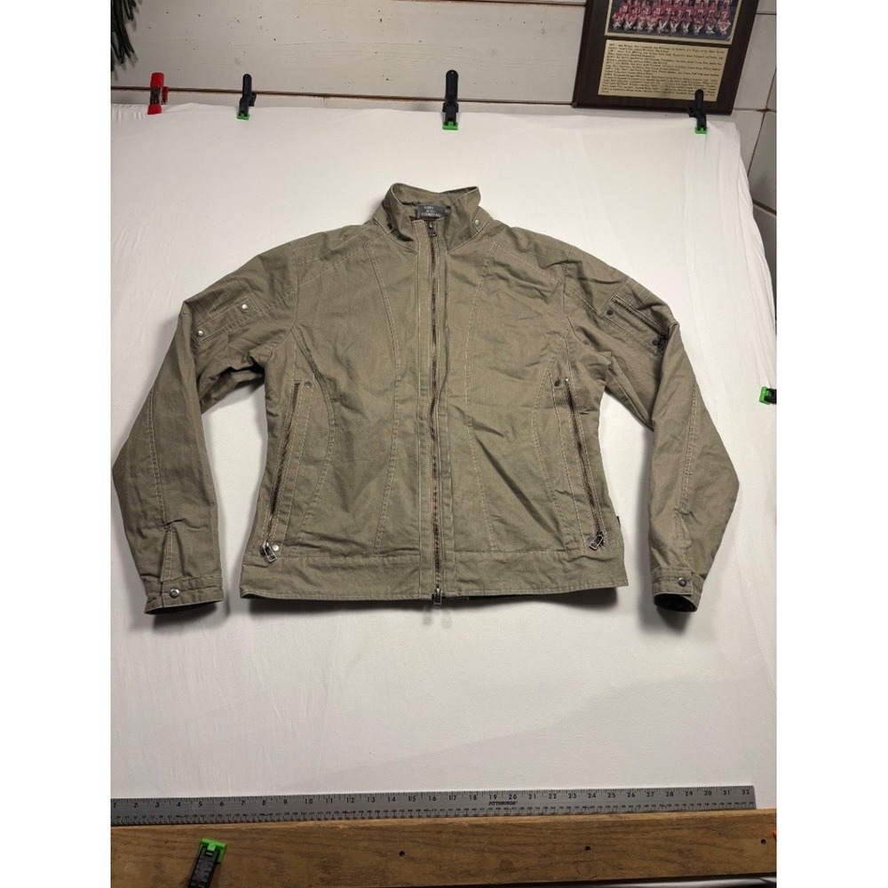 Kuhl Burr Jacket Women's Large Olive Canvas Moto Utility Full Zip
